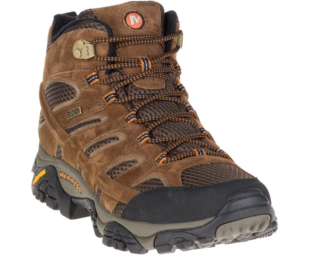 Kozaki Merrell Męskie Brązowe - Moab 2 Mid Waterproof Wide Width - 269107-VAE